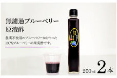 【無濾過】 ブルーベリー 原液酢 200ml 2本【道の奥ファーム】