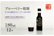 【農薬不使用】遠野の ブルーベリー から絞った 原液 180ml 12本 セット【道の奥ファーム】
