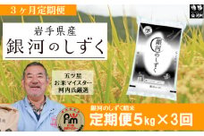 【 定期便 3回 】 銀河のしずく  5kg  遠野産 米【 五つ星 お米マイスター 厳選 】【 コメマルシェ 河判 】 