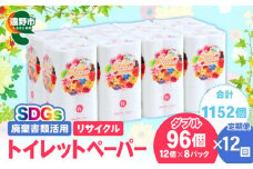 【定期便12回】【限定在庫】 リサイクル トイレットペーパー ダブル 576ロール (12ロール × 8パック × 12カ月) 廃棄書類活用 大容量 SDGs 再生紙 エコ 環境 遠野市  物価高騰対策 価格高騰対策 トイペ トイレ 【発送地域限定（東北～関東のみ）】 