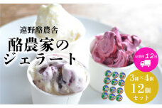 遠野酪農舎 ジェラート 130ml 12個  食べ比べ セット 定期便12回 / 県内屈指の人気がある アイス ジェラート工房！
