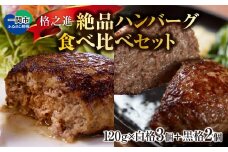 《格之進》絶品ハンバーグ【白格・黒格】食べ比べセット(120g)計5個 お歳暮 プレミアム お弁当 個包装 お惣菜 小分け 子供 簡単調理 肉 岩手 一関 贈り物 冷凍 人気