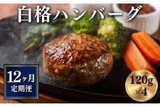 【定期便/12ヶ月】《格之進》白格ハンバーグ120g×4個 プレミアム お弁当 個包装 お惣菜 小分け 子供 簡単調理 肉 岩手 一関 贈り物 ギフト お取り寄せ 冷凍 人気