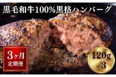 【定期便/3ヶ月】《格之進》黒格ハンバーグ120g×3個 プレミアム お弁当 個包装 お惣菜 小分け 子供 簡単調理 肉 岩手 一関 贈り物 ギフト お取り寄せ 冷凍 人気