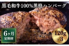 【定期便/6ヶ月】《格之進》黒格ハンバーグ120g×3個 プレミアム お弁当 個包装 お惣菜 小分け 子供 簡単調理 肉 岩手 一関 贈り物 ギフト お取り寄せ 冷凍 人気