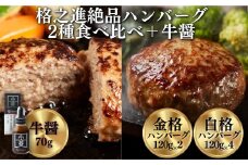 《格之進》ハンバーグ ギフトセット 2種 4個 牛醤付き〈金格ハンバーグ2個、白格ハンバーグ2個〉《ギフト対応》 ハンバーグ 高級 国産 冷凍 冷凍食品 肉 ギフト お中元 お歳暮 小分け 個包装 無添加 惣菜 おかず 弁当 ハンバーグ 国産牛 黒毛和牛 お取り寄せ 人気  岩手県 一関市
