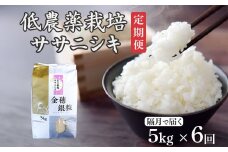 ＜新米先行予約＞【隔月定期6回】令和7年産 新米 低農薬栽培 ササニシキ 5kg【精米】