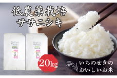 【新米先行予約】令和7年産 新米 低農薬栽培 ササニシキ 20kg【精米】