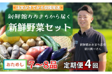 【定期便4回】注文が来てから収穫発送！収穫したばかりの新鮮野菜セットお試しコース 《7～8品》  季節のお野菜 おまかせ お楽しみ 獲れたて産地直送 旬 春野菜 ベジタブル ヘルシー 健康 詰め合わせ 一関市