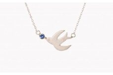 プラチナ スワロウズギフトペンダント つや消し仕上げ サファイア付き ネックレス ジュエリー レディース アクセサリー