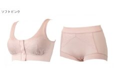 「Fleep」 シンプルレーシーシリーズセット(前開きブラ＆深履きショーツ)【ソフトピンク／S】