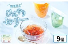 【夏季限定】 ゼリー9個セット 〈 オレンジ 巨峰 青りんご 〉【 夏のひんやりデザート スイーツ お菓子 人気 ギフト 期間限定 岩手 陸前高田 おかし工房 木村屋 】 RT2882