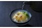 煮こごり飯にお茶またはお湯を注いで出汁茶漬け風に。【鮑】