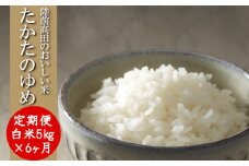 【6ヶ月定期便】令和6年産 〈 品種：たかたのゆめ 〉 白米 5kg×6ヶ月お届け 【 オリジナル ブランド米 冷めてもおいしい お弁当 おにぎり ギフト 】