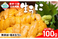 【事業者緊急支援品】 生うに 100g ( 塩水パック ) 獲れたその日に出荷！ 【 ムラサキウニ 無添加 濃厚 天然 ミョウバン不使用 おためし 個数限定 数量限定 三陸産 】 RT2424