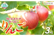 【仙果園】品種 おまかせ 旬 の りんご 食べ比べ セット 約3kg （8～10玉） 2種類以上 RT2466
