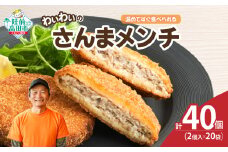 【温めてすぐ食べられる】わいわいのさんまメンチ 2個入×20袋 【 さんま メンチカツ 揚げ物 お惣菜 冷凍 人気 おすすめ 簡単調理 おためし 三陸産 カフェフードバーわいわい 】 RT2772