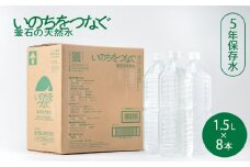 fc-44-022  いのちをつなぐ 釜石の天然水 5年保存水（1500ml×8本） 【ラベルレス・長期保存用の強化ボトル＆段ボール使用】