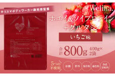 ウェリナ　ホエイ＆ソイプロテイン+グルタミン　いちご味800g	(400g×2)