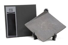 窯変石皿 黒菱形皿 （縦×横：220ｍｍ×220ｍｍ 対角線：360ｍｍ×260ｍｍ）／ 石皿 お皿 皿 食器 プレート ひし形 菱形 安山岩 パン皿 パスタ皿 サラダ 刺身