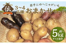【厳選品】岩手にのへじゃがいも「伝」3～4種 品種おまかせ (サイズ混合) 5kg 【2025年9月中旬から2026年2月下旬発送予定】／ジャガイモ じゃがいも 芋 イモ ポテト 野菜 お取り寄せ 農家 産地直送 食べ比べ