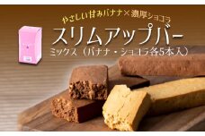 スリムアップバー ミックス 1箱 （ショコラ・バナナ 各5本） 【天真堂】 ／ ダイエット バー たんぱく質 タンパク質 美容 お菓子 大豆ベース ボディメイク おやつ 菓子 栄養 手軽 お手軽 小麦粉不使用 卵不使用 小分け 個包装 ダイエット食品 腹持ち 女性 美味しい おいしい おすすめ オススメ