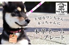 本革 ペット用 ネームプレート 【ナチュラル】 ／ 4358 名前 電話番号 刻印 シンプル 犬 猫 ペット ネームプレート ネームタグ チャーム ペットタグ 迷子札 名札 いぬ イヌ ねこ ネコ ドッグタグ 迷子防止 キーホルダー 革製 レザー レザー製品 レザー小物 クラフト おすすめ オススメ