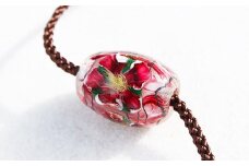 【 南部花とんぼ玉 】 ひも付き （ ハイビスカス ） ／ とんぼ玉 アクセサリー ネックレス 一つだけ オンリーワン 蜻蛉玉 ガラス細工 一点物 工芸品 和装 小物 プレゼント ギフト 贈り物 誕生日 普段着 和服 かわいい 可愛い おしゃれ ファッション雑貨 キレイ きれい 綺麗 女性 彼女