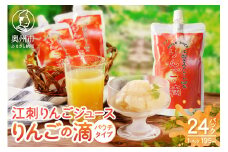 江刺りんごジュース りんごの滴（パウチタイプ） 江刺産サンふじ、つがる使用 195ml×24個 ストレート果汁100% [A0049]