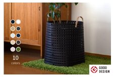 暮らしを豊かにするシンプルで美しいかご ハンドル付き L ブラック 岩手県奥州市産 バンドシー Bandc [AR001]