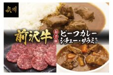 前沢牛 ビーフカレー ビーフシチュー スライスサラミ お手軽セット レトルト 詰め合わせ [ME015]