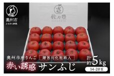 奥州市産りんご 赤い誘惑「サンふじ」化粧箱 約5kg 14-20玉 秀品 フルーツ 果物 1箱 期間限定 数量限定 [AQ085]