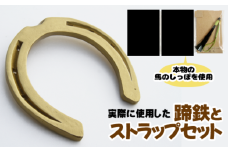 蹄鉄 （ 鉄製 ゴールド ）& 馬のしっぽの毛 ストラップ （ 鹿毛 ） 【馬っこパーク・いわて】／ てい鉄 さび止め 錆止め サビ止め 金 金色 鉄 加工 馬毛 尻尾 幸運 開運 厄除け 魔除け アイテム 本物 インテリア アクセサリー おすすめ