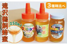 滝沢 鵜飼 はちみつ 3種セット りんご&アカシア&百花蜜 250ml 各1本 ／ お試し 蜂蜜 ハチミツ 【たきざわキッチン】