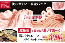 ありすぽーく バラスライス&ローススライス 各500g 3ヶ月定期便 ／ 豚 豚肉 肉 スライス ロース バラ 定期便