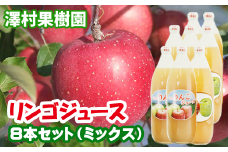 リンゴジュース８本セット【澤村果樹園】 / りんごジュース 100% 1000ml 種類おまかせ