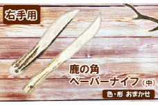 鹿の角 ペーパーナイフ 中 1個 右手用 【竜鹿】／ 鹿角 鹿 しか シカ グッズ 本物 加工 加工品 工芸 工芸品 クラフト ナイフ 右利き 日用品 雑貨 不揃い ふぞろい １個 人気 事務用品 事務 オフィス オフィス用品 文具 文房具 おすすめ
