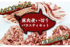 ありすぽーく 使い切りバラエティセット 総量1400g ／ 豚肉 バラ ロース ひき肉 小間切れ