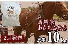 【 2026年 2月中旬より発送】 岩手県産 馬耕米 あきたこまち 玄米 10kg ／【株式会社スタディア】 お米 米 こめ コメ 馬ふん堆肥 使用 ご飯 ライス おにぎり 弁当 単一原料米 10キロ １０kg 馬耕 馬 ウマ うま 産地直送 国産 おすすめ 人気