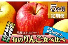 岩手県産 訳あり りんご お試し 2kg 品種 おまかせ 5ヶ月 定期便 ／ ふじ シナノゴールド シナノスイート サンフジ はるか ジョナゴールド 王林 北斗 千秋 陽光 世界一 など オマカセ 旬 林檎 リンゴ 訳アリ 家庭用 自宅用 果物 くだもの フルーツ 詰め合わせ 詰合せ 詰合わせ 新鮮 国産 季節 仕送り 人気 おすすめ 岩手県 滝沢 滝沢市