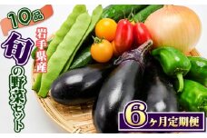 岩手県産 野菜セット 10品 6ヶ月 定期便 ／ 野菜 やさい 詰め合わせ 詰合せ 詰合わせ 旬 新鮮 国産 季節 季節野菜 おまかせ 春野菜 夏野菜 秋野菜 山菜 葉野菜 葉物 根菜 果菜 冷蔵 冷蔵発送 家庭用 自宅用 仕送り 人気 おすすめ 岩手県 滝沢 滝沢市