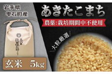 農薬：栽培期間中不使用 あきたこまち 玄米 5kg 【五代目 徳田慎太郎】 ／ 米 大粒厳選