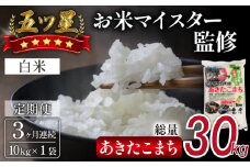 五ツ星お米マイスター 厳選 あきたこまち 精米 10kg 3ヶ月 定期便 【諏訪商店】 ／ 米 白米 五つ星 5つ星 5ツ星 お米マイスター 総量 30kg