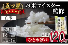 五ツ星お米マイスター 厳選 ひとめぼれ 精米 10kg 12ヶ月 定期便 【諏訪商店】 ／ 米 白米 五つ星 5つ星 5ツ星 お米マイスター 総量 120kg