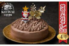 小岩井農場 【2024年発送日お任せ】 クリスマスケーキ クリームショコラ ケーキ 4号サイズ 【オーナメント付き】 ／ Xmas Christmas CHRISTMAS くりすます ４号 四号