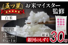 五ツ星お米マイスター 厳選 銀河のしずく 精米 10kg 3ヶ月 定期便 【諏訪商店】 ／ 米 白米 五つ星 5つ星 5ツ星 お米マイスター 総量 30kg
