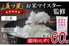 五ツ星お米マイスター 厳選 銀河のしずく 精米 10kg 6ヶ月 定期便 【諏訪商店】 ／ 米 白米 五つ星 5つ星 5ツ星 お米マイスター 総量 60kg