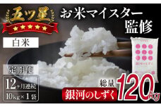 五ツ星お米マイスター 厳選 銀河のしずく 精米 10kg 12ヶ月 定期便 【諏訪商店】 ／ 米 白米 五つ星 5つ星 5ツ星 お米マイスター 総量 120kg