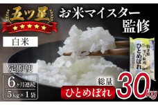 五ツ星お米マイスター 厳選 ひとめぼれ 精米 5kg 6ヶ月 定期便 【諏訪商店】 ／ 米 白米 五つ星 5つ星 5ツ星 お米マイスター 総量 30kg