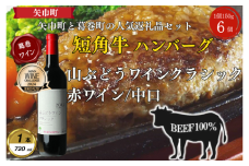 岩手県葛巻町×矢巾町山ぶどうワインクラシック720mlと短角牛ハンバーグ6個セット＜複数個口で配送＞【4014444】